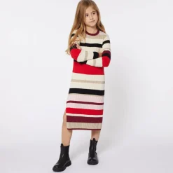 Girls Red Stripe Knitted Dress