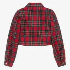 Girls Red Tartan Twill Blouse