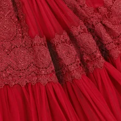 Girls Red Tulle & Lace Dress