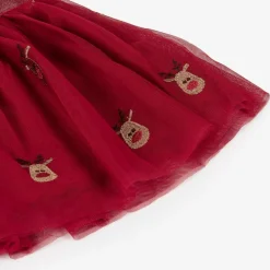 Girls Red Tulle Reindeer Skirt