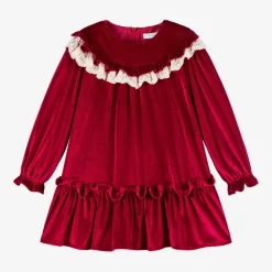 Girls Red Velour Dress
