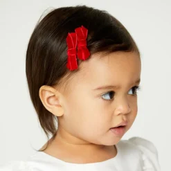 Girls Red Velvet Bow Hair Clips (2 Pack)
