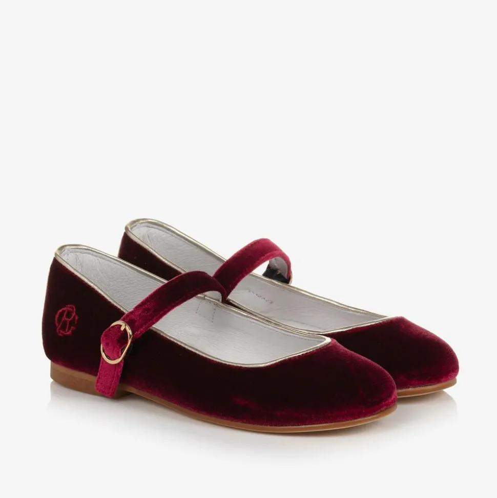 Girls Red Velvet Mary Jane Pumps