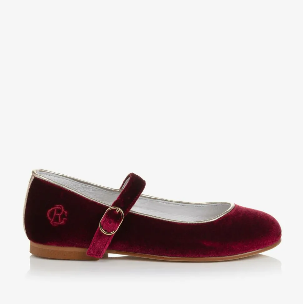 Girls Red Velvet Mary Jane Pumps