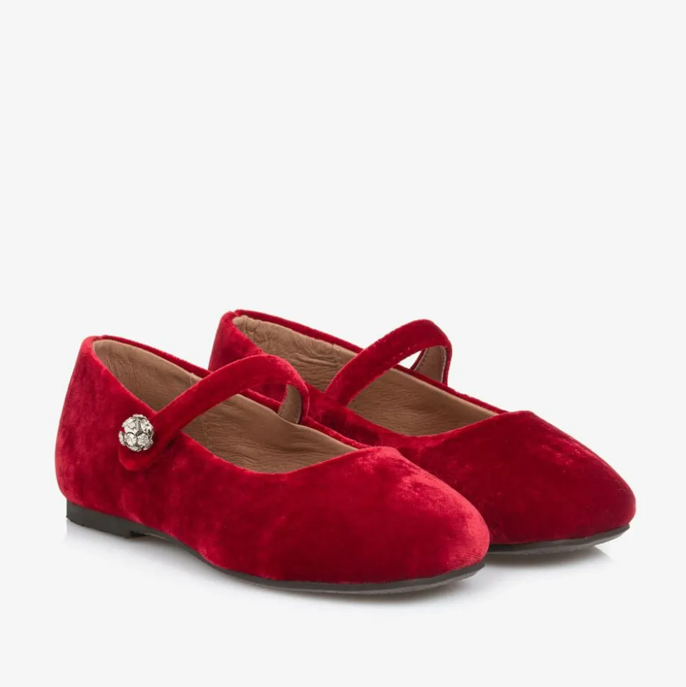 Girls Red Velvet Shoes