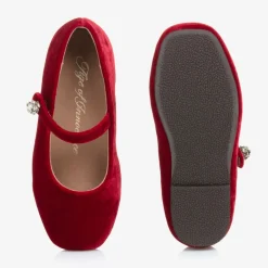 Girls Red Velvet Shoes