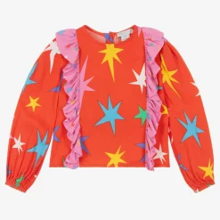 Girls Red Viscose Blouse