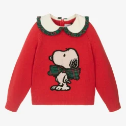 Girls Red Wool & Cashmere Peanuts© Sweater