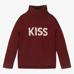 Girls Red Wool Knit Sweater