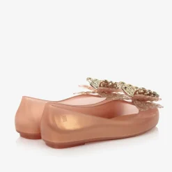Girls Rose Gold Butterfly Pumps