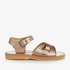 Girls Rose Gold Faux Leather Sandals