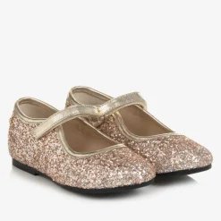 Girls Rose Gold Glitter Shoes
