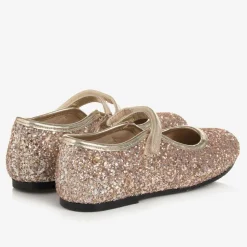 Girls Rose Gold Glitter Shoes