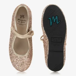 Girls Rose Gold Glitter Shoes