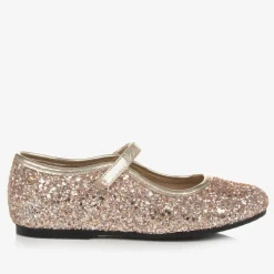 Girls Rose Gold Glitter Shoes