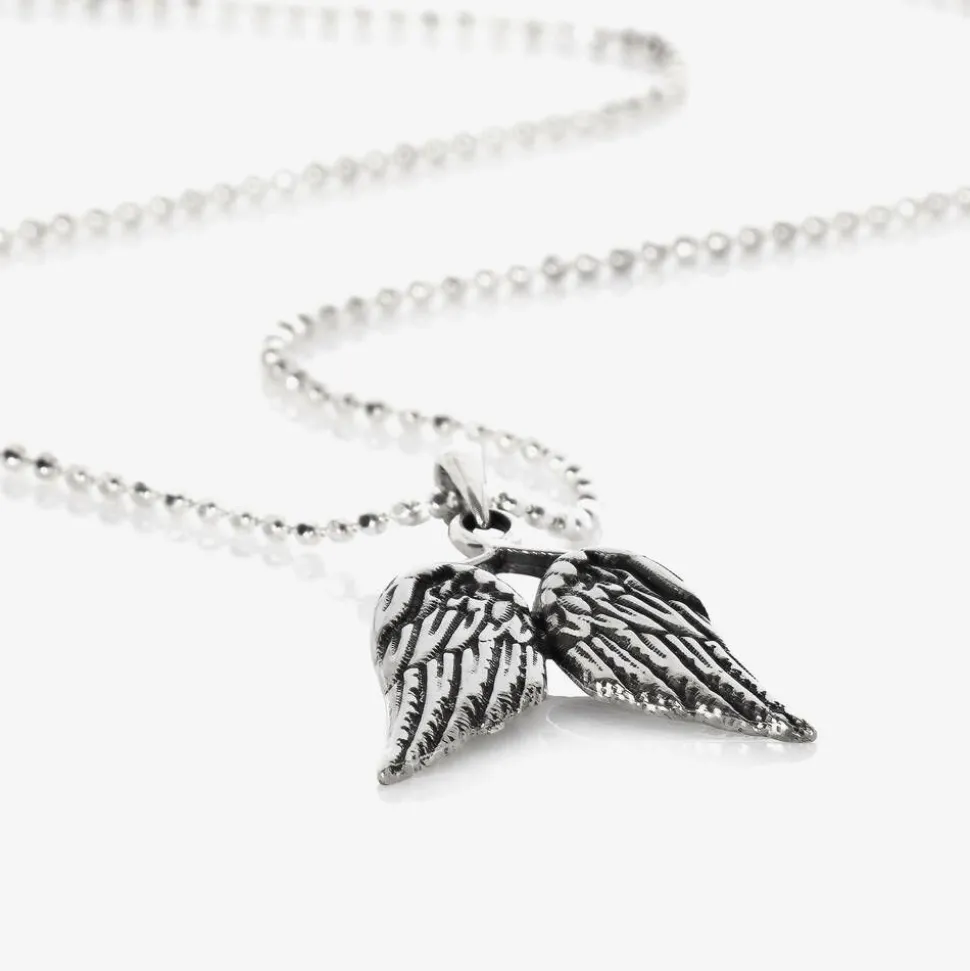Girls Silver Angel Wings Pendant Necklace (40cm)