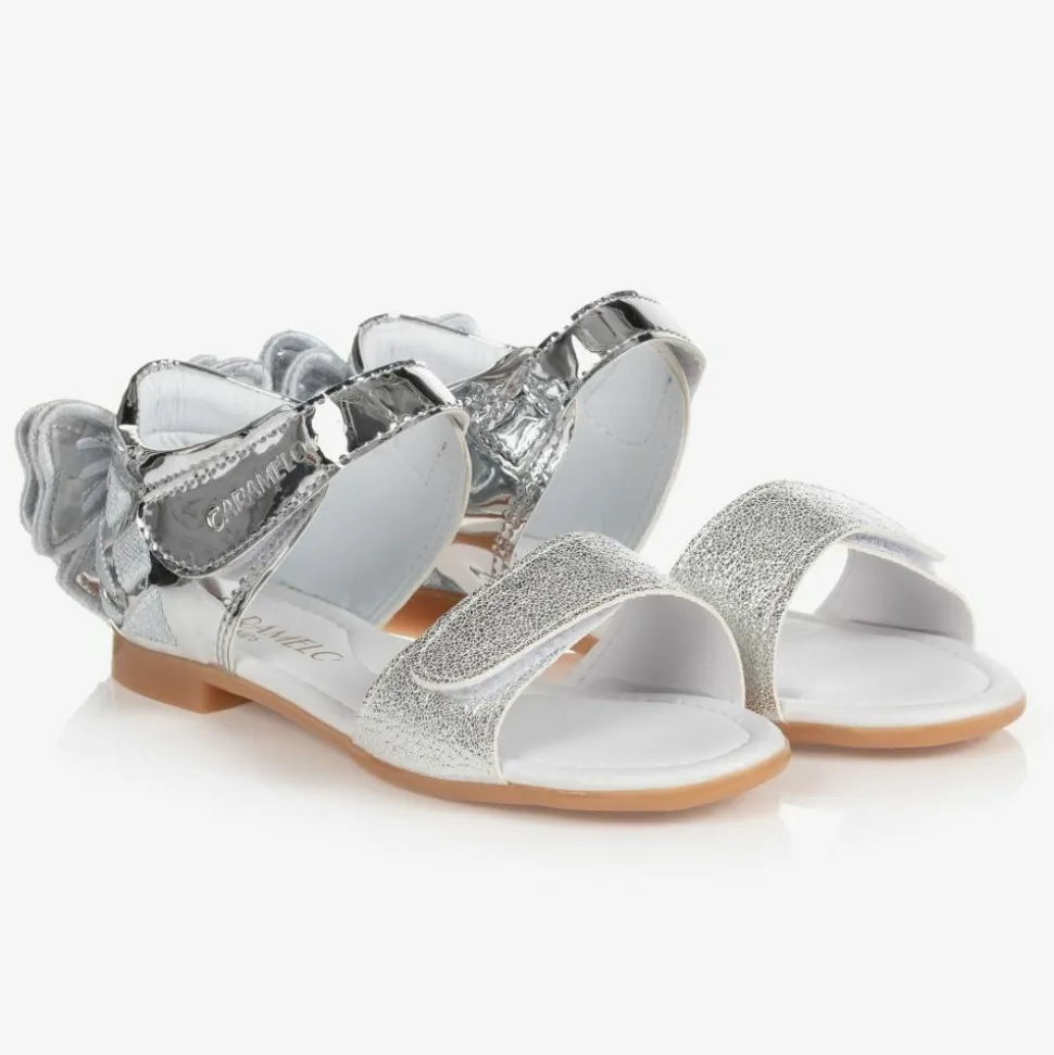 Girls Silver Bow Sandals