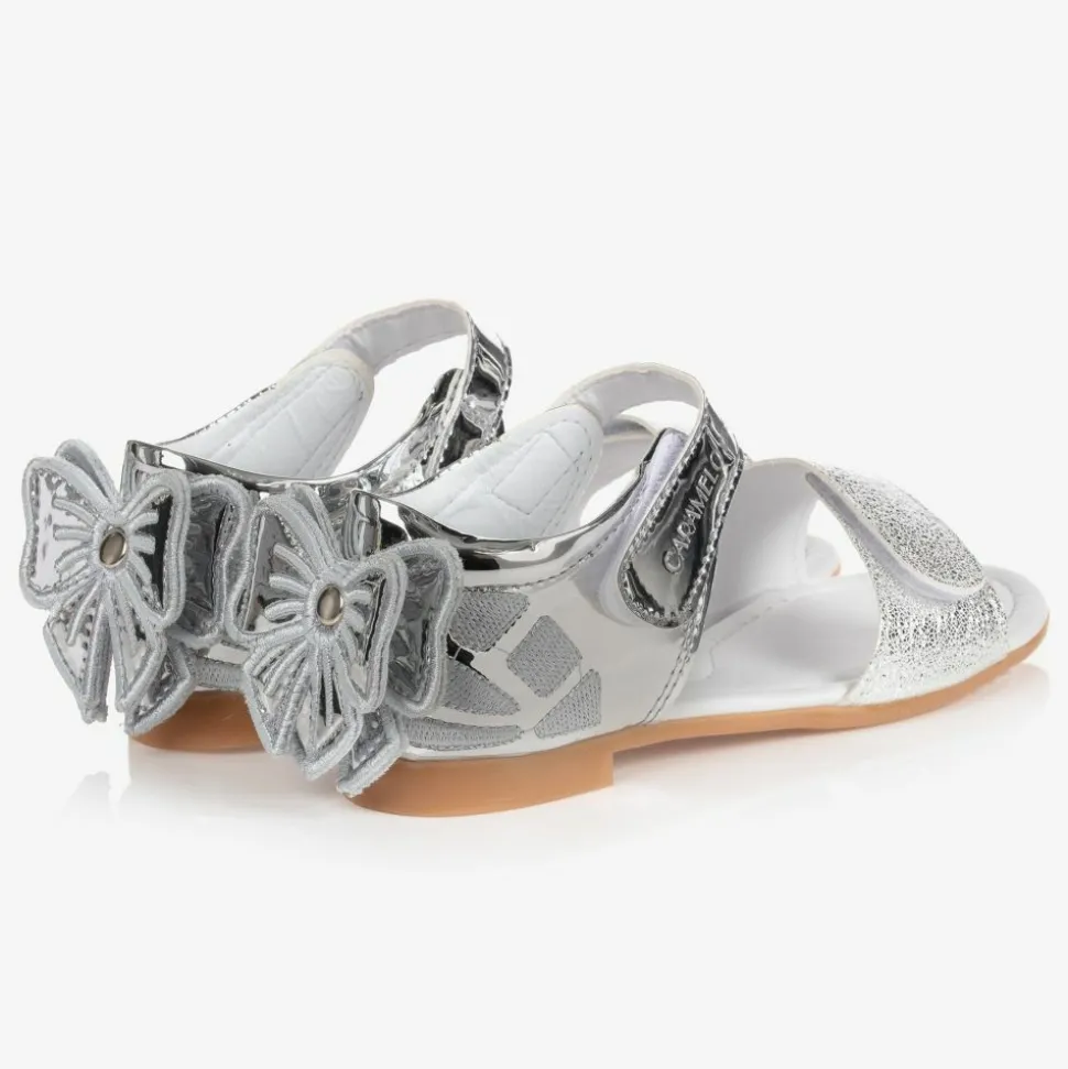 Girls Silver Bow Sandals
