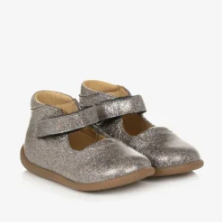 Girls Silver Glitter Bar Shoes