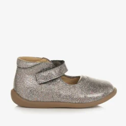 Girls Silver Glitter Bar Shoes