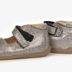 Girls Silver Glitter Bar Shoes