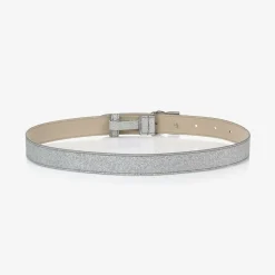 Girls Silver Glitter DG Buckle Belt