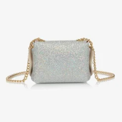 Girls Silver Glitter Leather Bag (12cm)