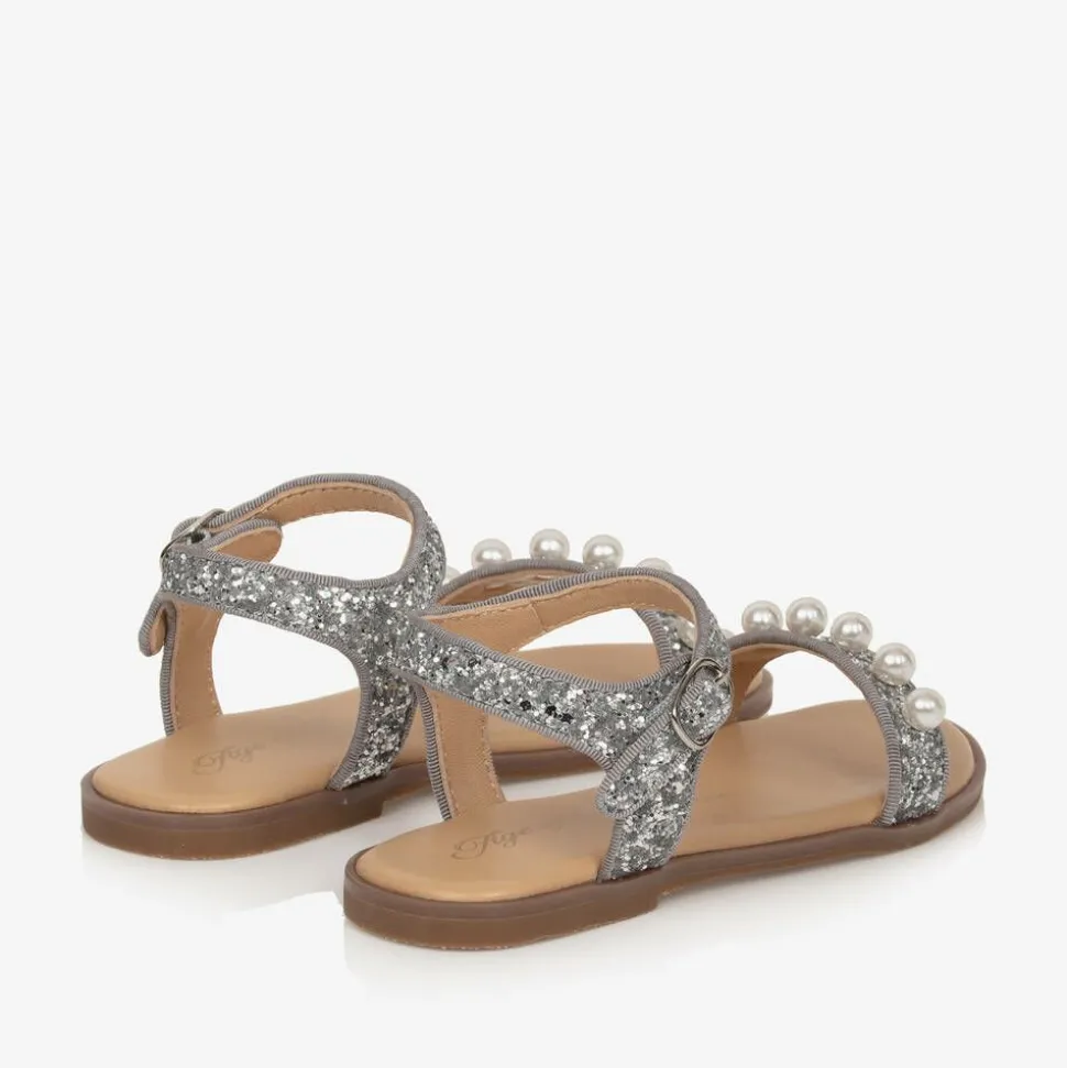 Girls Silver Glitter Sandals