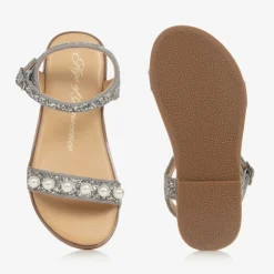 Girls Silver Glitter Sandals