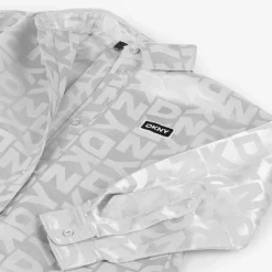 Girls Silver Jacquard Shirt Dress