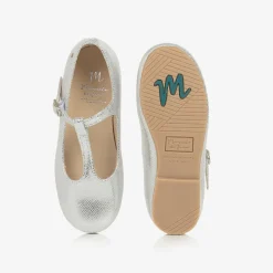 Girls Silver Leather Pumps