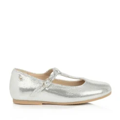 Girls Silver Leather Pumps