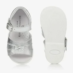 Girls Silver Leather Sandals