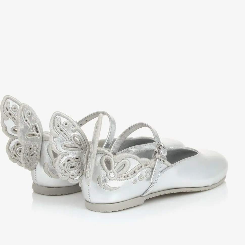 Girls Silver Leather Shoes