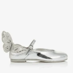 Girls Silver Leather Shoes