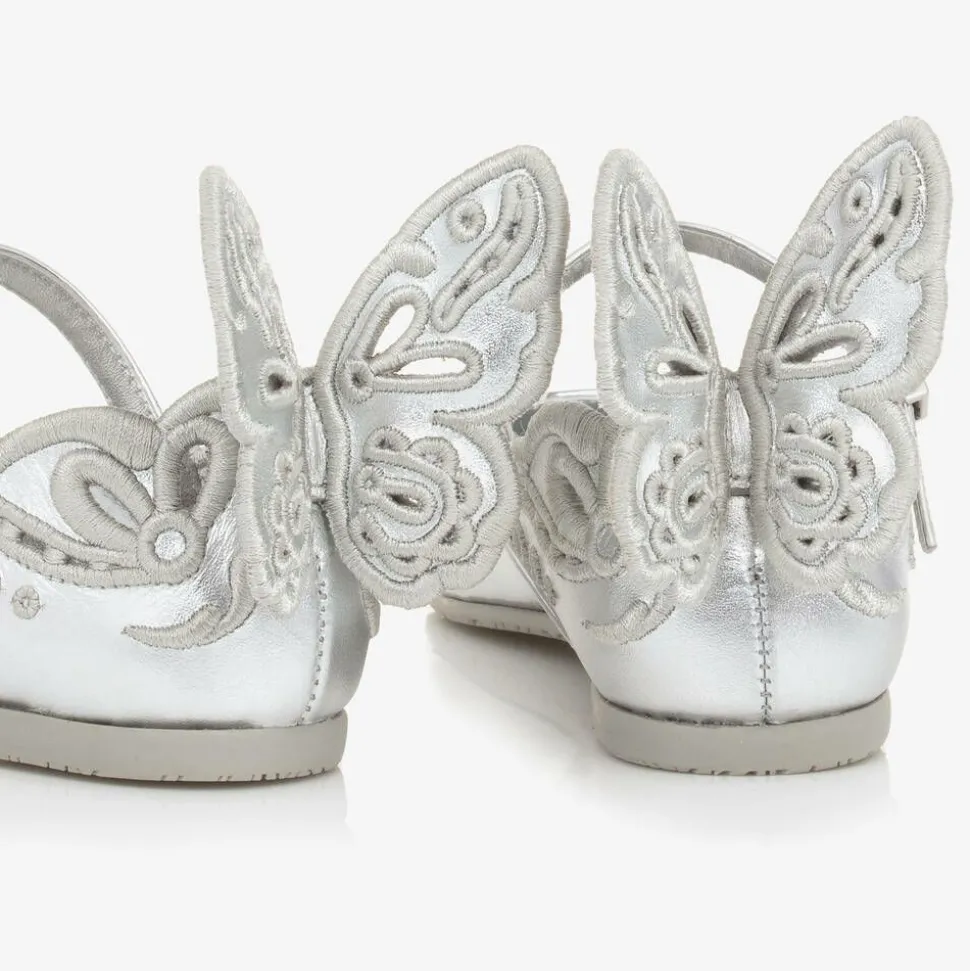 Girls Silver Leather Shoes
