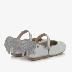 Girls Silver Leather Shoes