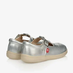 Girls Silver Leather T-Bar Shoes