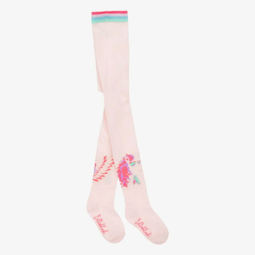 Girls Sparkly Pink Pegasus Tights