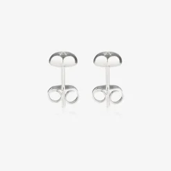 Girls Sterling Silver Diamond Heart Earrings