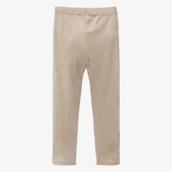 Girls Taupe Beige Velour Leggings