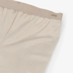 Girls Taupe Beige Velour Leggings