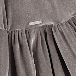 Girls Taupe Grey Velour Dress