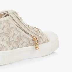 Girls White & Beige High Top Trainers