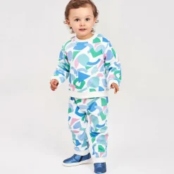 Girls White & Blue Cotton Tracksuit