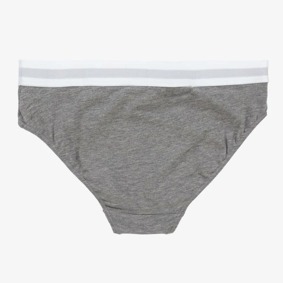 Girls White & Grey Cotton Knickers (2 Pack)