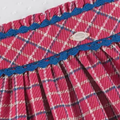 Girls White & Pink Check Dress