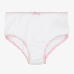 Girls White & Pink Cotton Knickers (5 Pack)