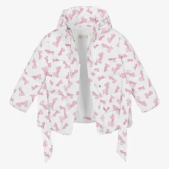 Girls White & Pink Puffer Barbie Coat