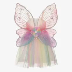 Girls White & Pink Tulle Fairy Costume